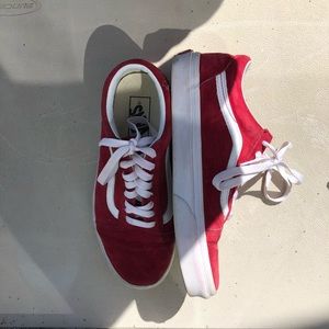 Red suede vans